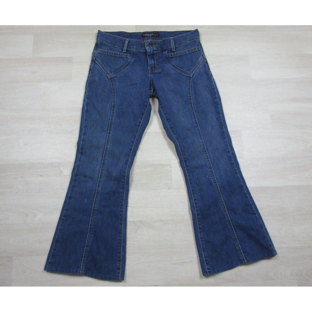 Vintage Y2K American Eagle Pintuck Center Seam Jeans (4) Bareback Low Rise Short